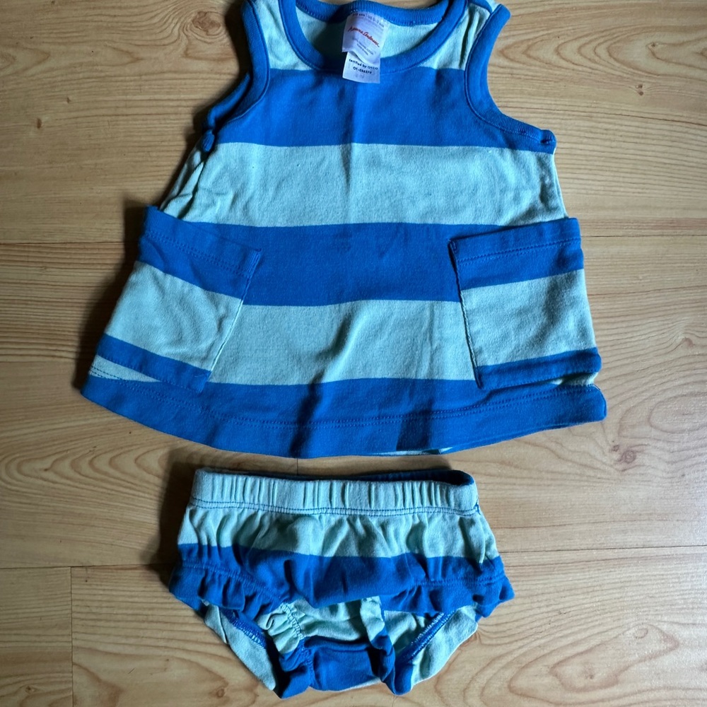 Hanna Andersson Blue and Teal Striped Kids Set
